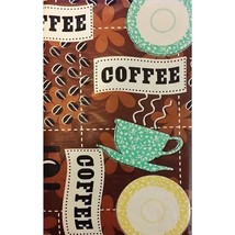 Coffee Break Vinyl Tablecloth Cup Saucer Kitchen Table Cover 52 x 90 inch NIP - $18.67