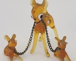 Vintage Blown Glass Doe with Fawns on Chain Mini Figures PB82 - $29.99