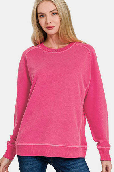 Zenana Full Size Pigment Dyed French Terry Sweatshirt - $39.98