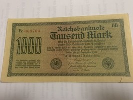 1922 GERMAN 1000 MARK BANKNOTE-VG Condition - $2.76