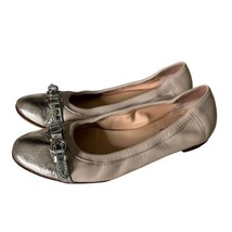 AGL Monika Cap Toe Ballet Flat Shoes Tan Metallic Slip On Women’s Size 38 US 8 - £23.79 GBP