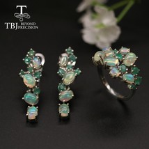 New design fancy opal emerald jewelry set natural gemstone 925 sterling silver r - £250.09 GBP