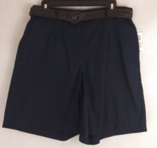 NWT Karen Scott Women&#39;s Navy Blue Shorts With Belt Size 12 Inseam 9&quot; - £15.24 GBP