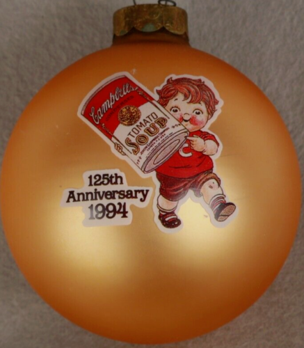125th  Anniversary 1994 Campbell's Soup Kid Glass Ball Christmas Ornament w/ Box - £9.23 GBP