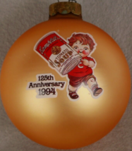 125th  Anniversary 1994 Campbell&#39;s Soup Kid Glass Ball Christmas Ornament w/ Box - £9.47 GBP