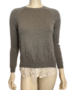 Joie Gray with Lace Crew Neck Long Sleeve Sweater Size XS - $28.49