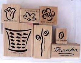 Stampin&#39; Up Basket of Blossoms Stamp Set of 7 wood mounted rubber stamps - £5.23 GBP