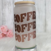 16oz Frosted Glass Can With Bamboo Lid - Coffee - £15.03 GBP