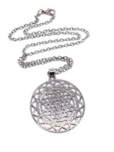 Lotus Yantra Necklace Pendant Chakra Sri Yantra Kabbalah Meditation Large Chain  - £8.13 GBP