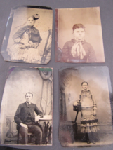 antique tintype lot x4 picture dress suit young lady old - £23.39 GBP