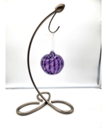 Hand Blown Glass Purple Christmas Ornament  Sturdy Stand - $24.50