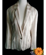 Gimmicks Women&#39;s Blazer Size M  100% Linen 1 Button Stripe Beige  - £21.01 GBP