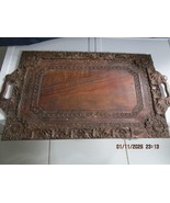 INDIAN CARVED TEAKWOOD TRAY LARGE 24 X 12&quot; ^^ - $169.72 CAD