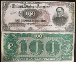 Reproduction $100 1890 Treasury Note Currency Watermelon Note Civil War Farragut - $3.99
