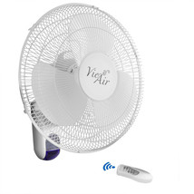 Vie Air 16 Inch 3 Speed Plastic Wall Fan with Remote Control in White - £62.38 GBP