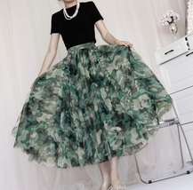 BLUE Army Pattern Puffy Tutu Holiday Outfit Women Plus Size Tulle Midi Skirt image 8