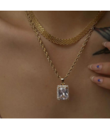 18K gold plated waterproof and tarnish free Singapore Chain with CZ pendant - $44.88 CAD