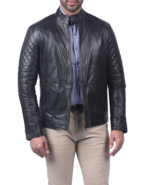 Designer Black Diamond Quilted Biker Leather Motorcycle Jacket - $149.00