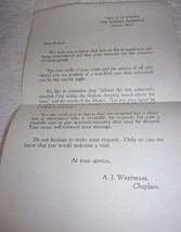 Vintage Letter From Office Of The Chaplin The Harper Hospital 1950s - $1.99
