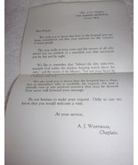 Vintage Letter From Office Of The Chaplin The Harper Hospital 1950s - $37.13 MXN