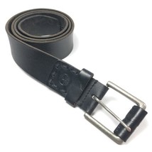 Timberland Belt Mens 34 Black Leather Silver Tone Square Buckle 1.5” Wide Belt - £9.28 GBP