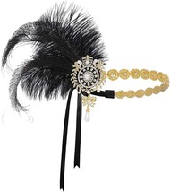 1920s Flapper Headband Vintage Wedding Feather Headpiece 20s Great Gatsb... - £30.17 GBP