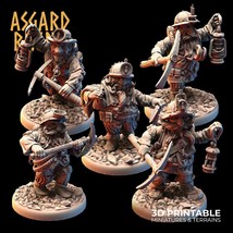 3D Printed Asgard Rising Dwarf Dwarven Miners Set 2 28mm - 32mm - $8.81+