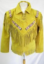 Exclusive American Men&#39;s Western Wear Buckskin Mountain Man Fringe, Beaded Shirt - £67.12 GBP+