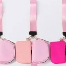 Double Dual Nylon Pouch Wallet Detachable Wristlet Rose Pink Light Pink - $23.76