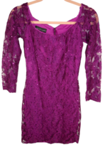 Vintage Jessica McClintock Size 4 Plum Lace Bodycon Dress, Made In USA - £27.54 GBP