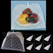 6 Food Cover Tent White Mesh Pop-Up Bug Umbrella Party BBQ Collapsible R... - $28.99