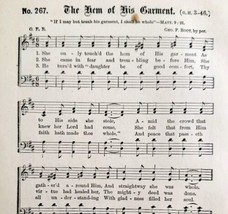 1883 Gospel Hymn The Hem Of His Garment Sheet Music Victorian Religious ... - $14.99