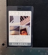 ELTON JOHN - VINTAGE ORIGINAL 1986 CONCERT TOUR LAMINATE BACKSTAGE PASS ... - $20.00