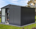 10X8Ft Storage Shed,Metal Garden Shed For Bike, Trash Can, Tools, Galvan... - $1,094.99
