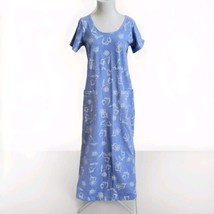 Fresh Produce Blue Long Dress 100% Cotton Short Shelve Two Pockets Sz Small - £18.17 GBP