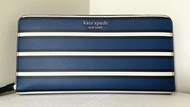 New Kate Spade Cameron Large Continental Wallet York Stripe Blue Multi - $56.90