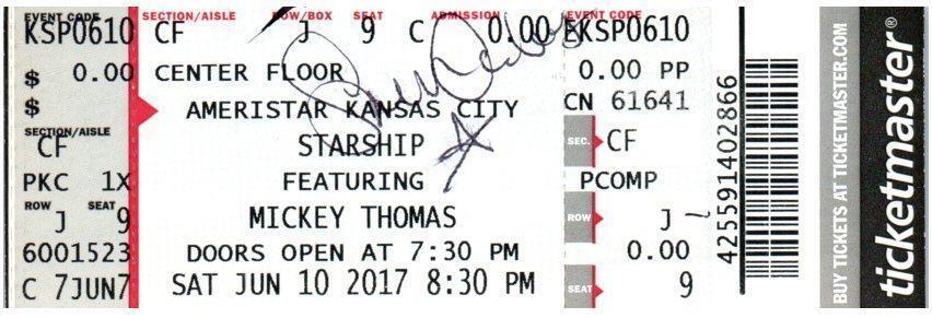 Primary image for Starship Ticket Stub June 10 2017 Kansas City Missouri