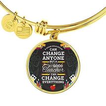 Express Your Love Gifts Teacher Gift Engraved 18k Gold Circle Bangle Bracelet - £44.22 GBP