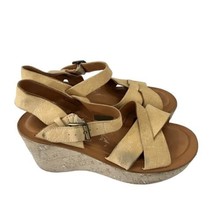 KORK-EASE Womens Shoes AVA Cream Leather Platform Wedge Sandals Cork Sol... - $19.19