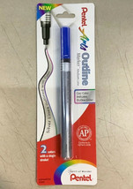 NEW SEALED Pentel Dual-Color Outline Marker Pen BLUE SILVER Metallic MSP60 - $6.53