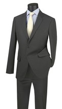 LUCCI Men&#39;s Med Gray 2 Button Classic Fit Suit Flat Front Pants Size 44R - £55.96 GBP