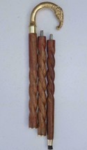 Antique Walking Cane Wood Vintage Brass Walking Stick Knob Handle Gift Men/Women - £27.36 GBP