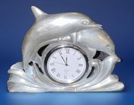 Vintage Lenox Kirk Stieff Pewter Silver Tone Dolphin Frame &amp; Clock Read ... - €27,07 EUR