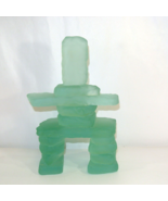Frosted Glass Inukshuk 10&quot; SIGNED Sculpture Indigenous Art Figurine Canada - £95.09 GBP