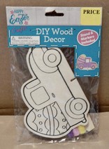 Wood Decor Craft Ornament 5&quot; x 3&quot; DIY Truck &amp; Egg &amp; 3 Markers &amp; Stand NI... - $2.49
