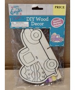 Wood Decor Craft Ornament 5&quot; x 3&quot; DIY Truck &amp; Egg &amp; 3 Markers &amp; Stand NI... - £1.99 GBP