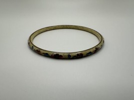 Antique Off White Cloisonne Flower Bangle Bracelet - £30.60 GBP