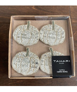 TAHARI HOME FALL Pumpkin Thanksgiving Gold  Beaded  NAPKIN RINGS Set Of 4 - $562.87 MXN