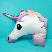 Unicorn Head White Purple Pillow Bedding Plush Stuffed Animal Toy Neck Soft 12&quot; - £14.78 GBP