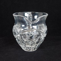 Vintage Cut Glass Creamer Etched Leaves Starburst Base 3 3/4 inches tall MCM - £11.60 GBP